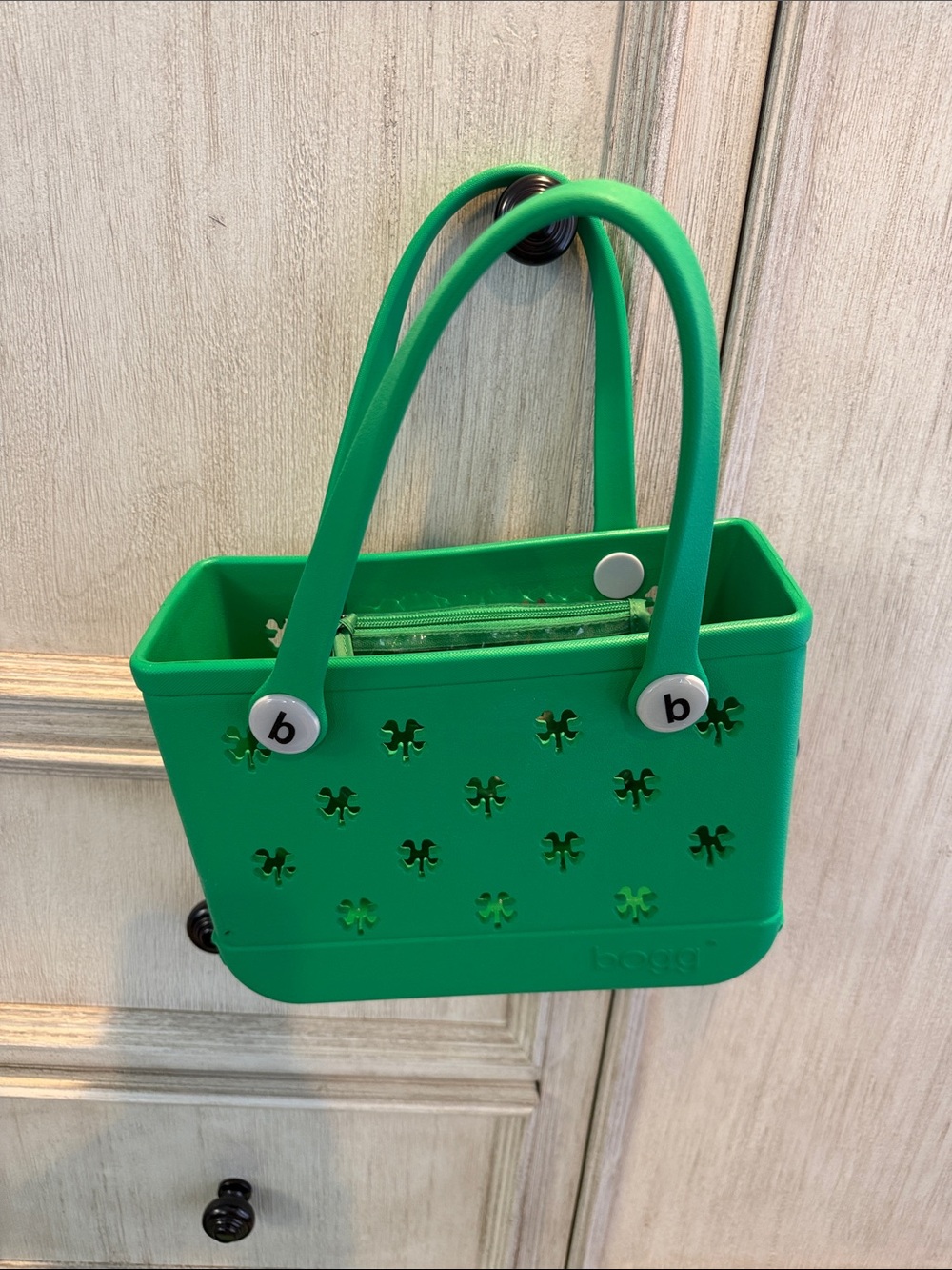 Mini bogg Green Tote Bag with Cutout Pattern